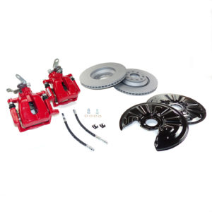 Komplet zadnjih zavor 310mm VW Golf 5 6 GTI, Audi A3/S3 RS3 8P in Seat Leon Cupra rdeče zavorne čeljusti